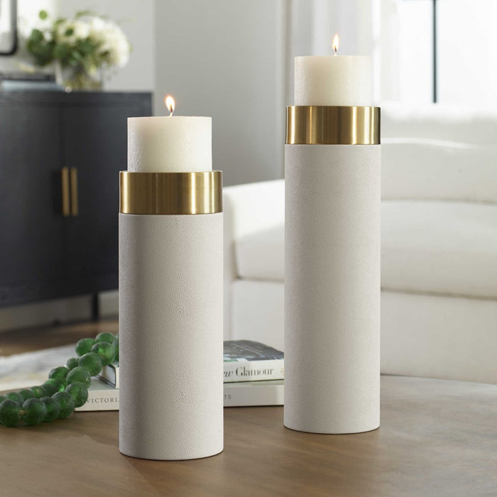 Uttermost Wessex White Candleholders Set of 2