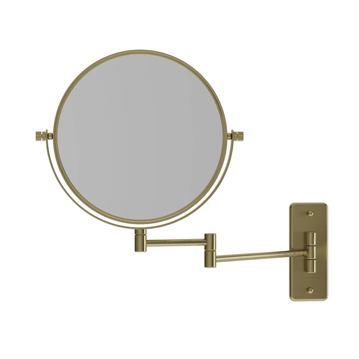 Ablaze Round  Brushed Brass Double sided 1x & 5x Magnification Wall Mounted Shaving Mirror