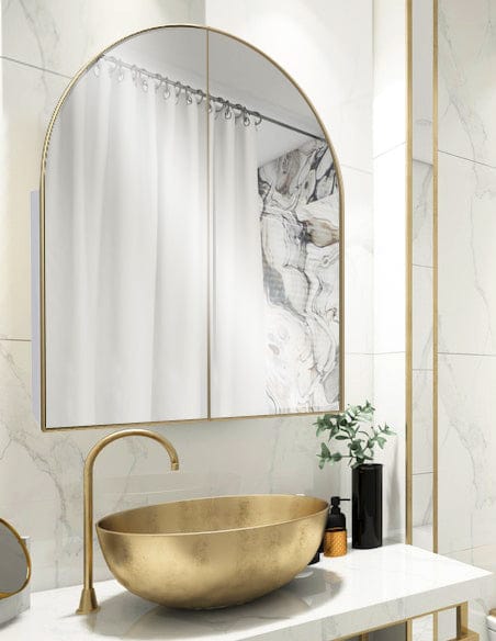 Austin Satin Brass Arch Mirrored Cabinet