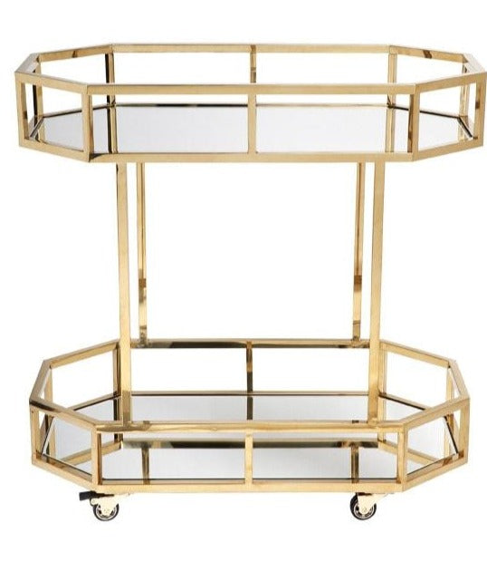 Brooklyn Mirror Drinks Trolley Gold