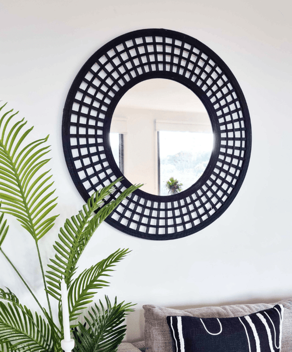 Charissa Black Round Wall Mirror - SHINE MIRRORS AUSTRALIA