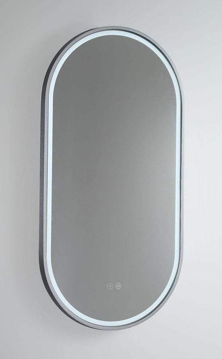 Gatsby Gun Metal Oval Backlit LED Bathroom Mirror - SHINE MIRRORS AUSTRALIA