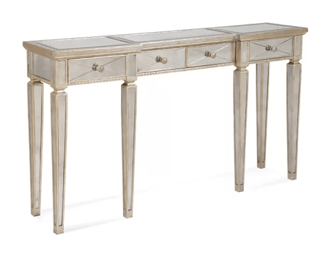 Justina Ribbed Mirrored Console Antiqued Table - SHINE MIRRORS AUSTRALIA