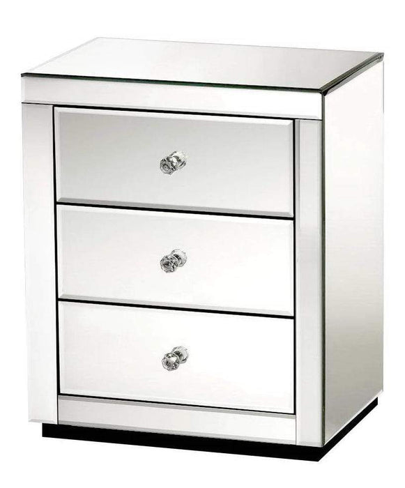 Kath Mirrored Bedside Table Silver