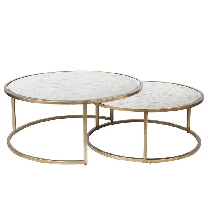 Tatiana Antique Gold Mirrored Nesting Coffee Tables