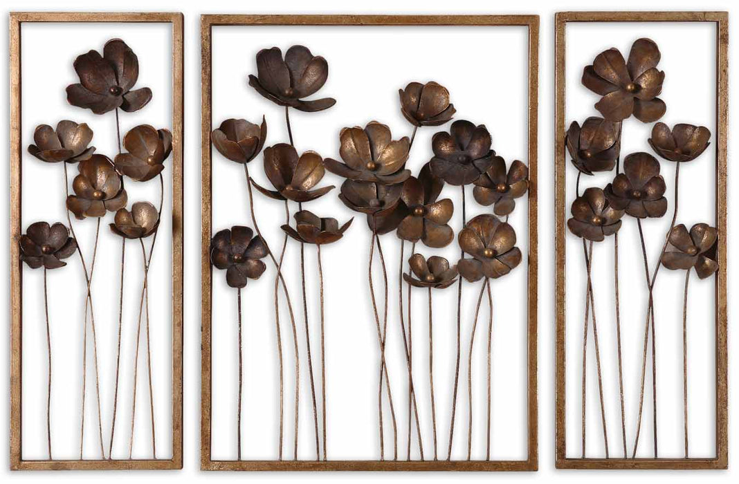 Uttermost Metal Tulips Wall Art Set of 3 - SHINE MIRRORS AUSTRALIA