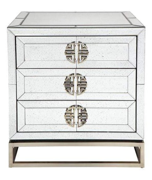 Virgil Antiqued Mirrored Bedside Table