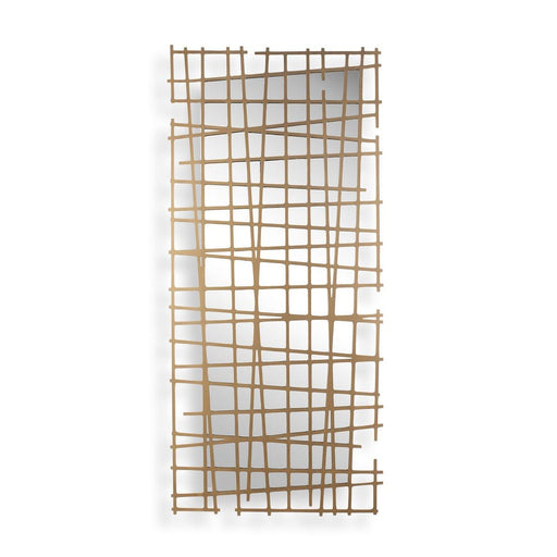 Golden Intersection Antique Gold Grid Wall Mirror