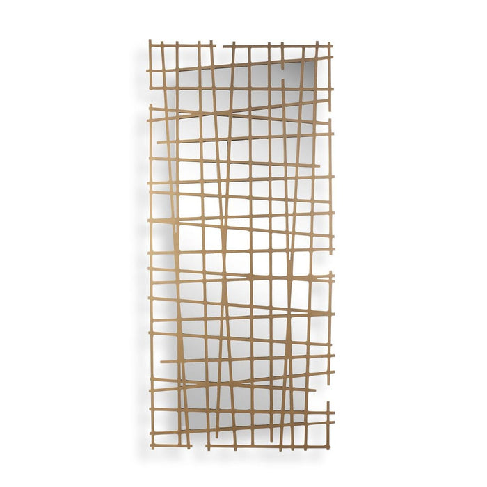 Golden Intersection Antique Gold Grid Wall Mirror