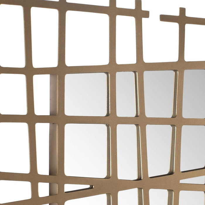 Golden Intersection Antique Gold Grid Wall Mirror