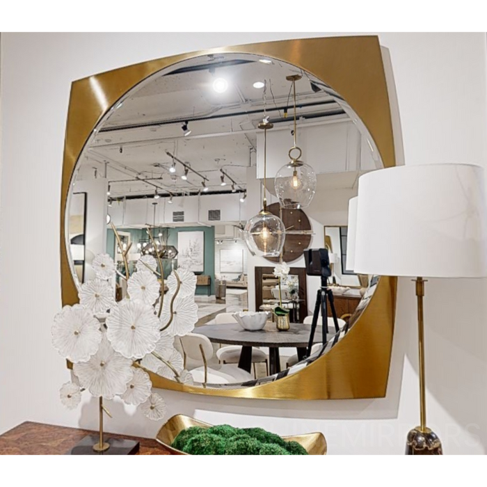 Uttermost Neilia Antique Brass Square Brown Wall Mirror