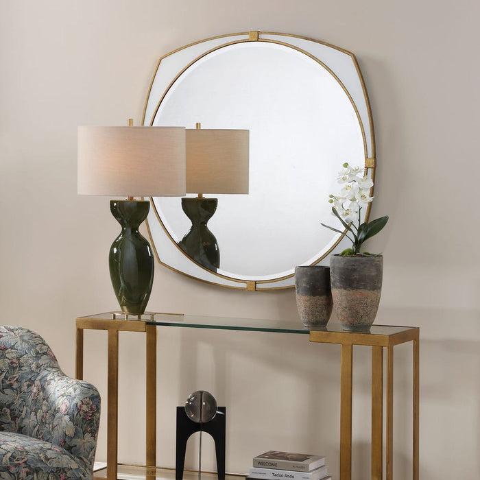 Uttermost Estella Antique Gold Round Wall Mirror
