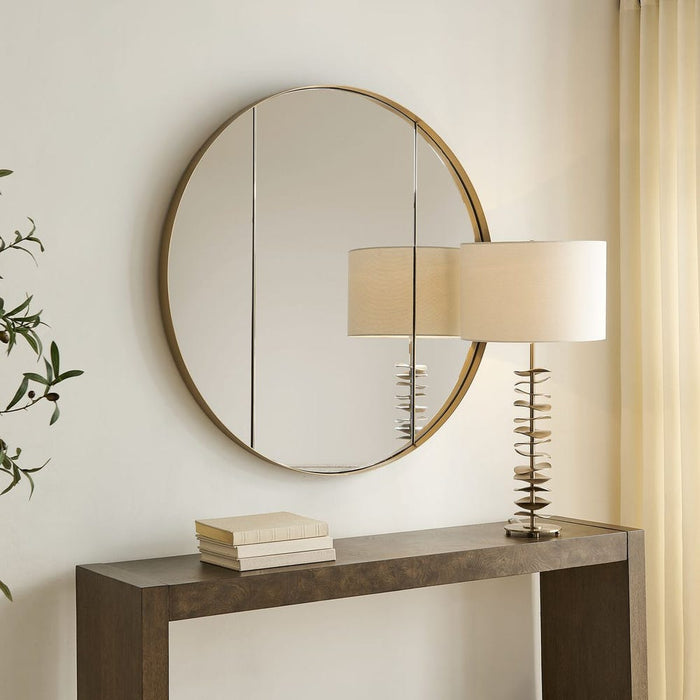 Uttermost Amram Antique Brass Round Wall Mirror