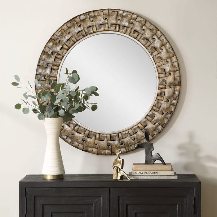 Uttermost Proust Rustic Bronze Round Wall Mirror