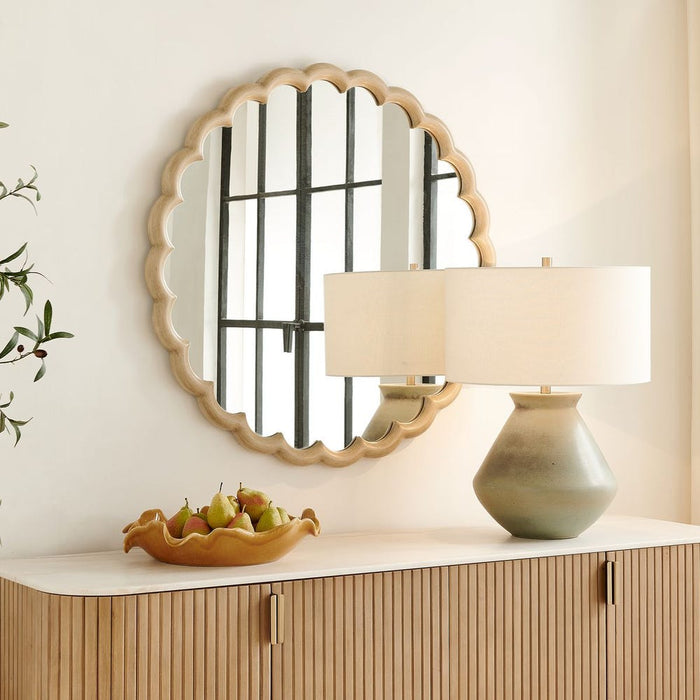 Uttermost Cerrito Burnished Ivory Wood Round Wall Mirror