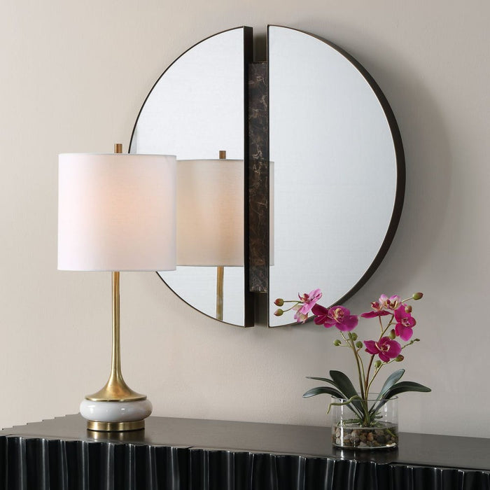 Uttermost Hanover Two-Mirrored Halves Round Wall Mirror