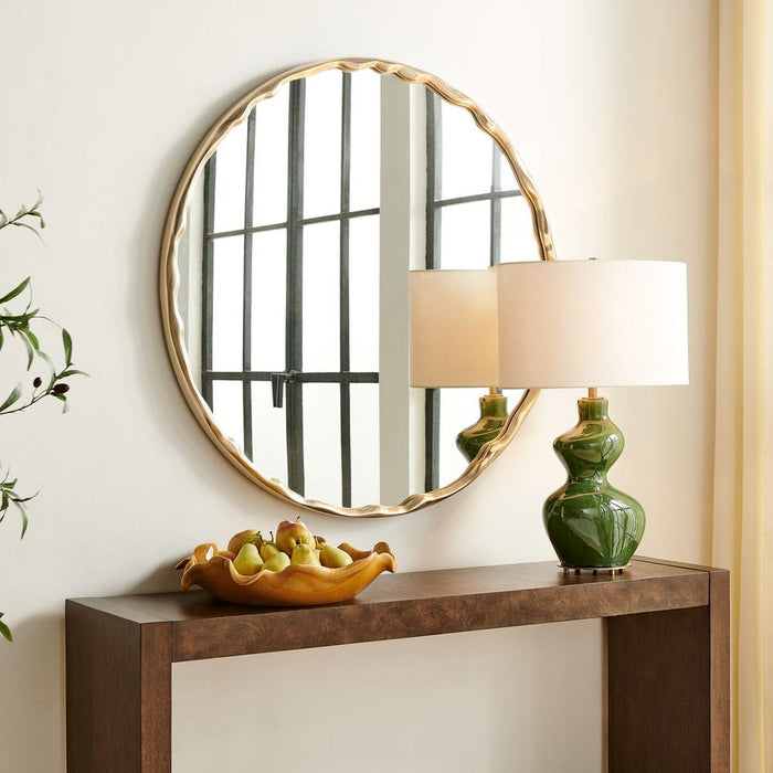 Uttermost Crinkle Champagne Round Wall Mirror
