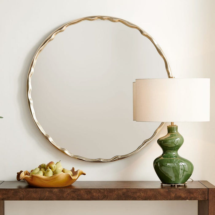 Uttermost Crinkle Champagne Round Wall Mirror