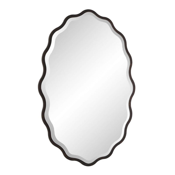 Uttermost Aneta Dark Bronze Scalloped Oval Wall Mirror