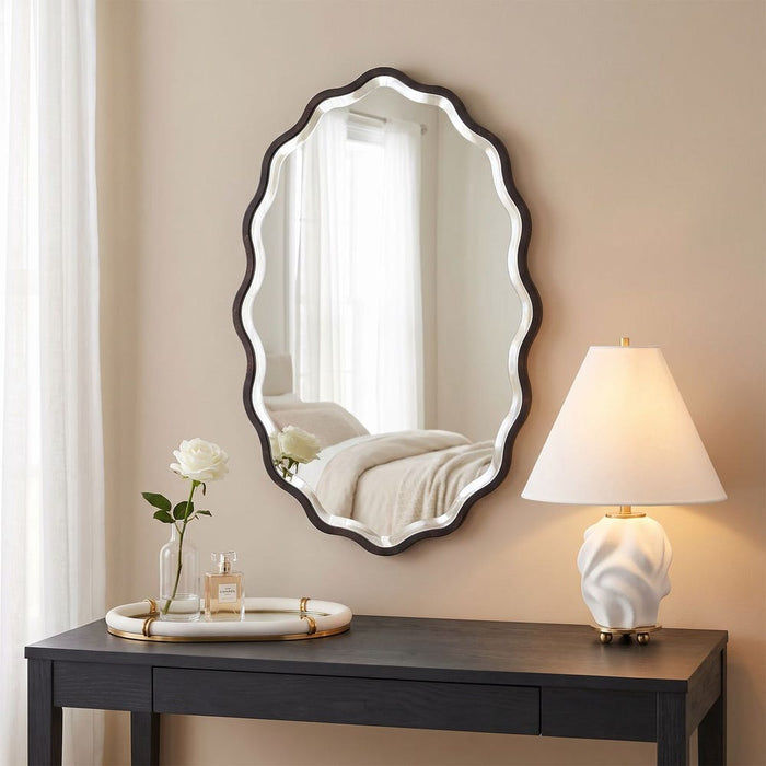 Uttermost Aneta Dark Bronze Scalloped Oval Wall Mirror