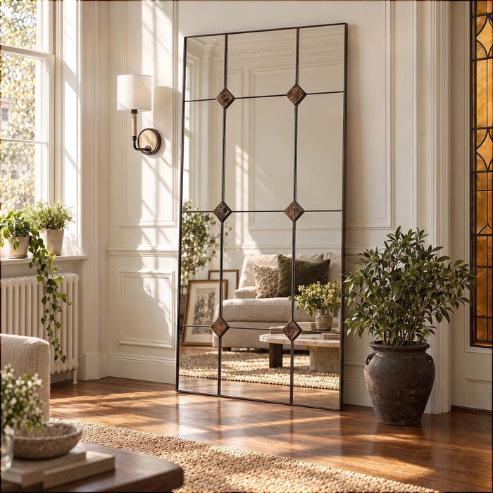 Uttermost Angelo Grid Bronze Full Length Wall Mirror