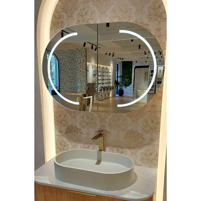 Bryson Woodland Oak LED Frontlit Mirrored Bathroom Shaving Cabinet 2-Door