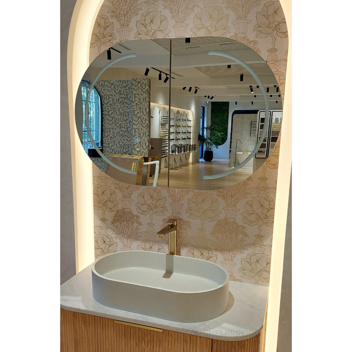 Bryson Woodland Oak LED Frontlit Mirrored Bathroom Shaving Cabinet 2-Door