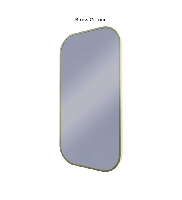 Ace Curved Corners Brushed Brass Backlit LED Bathroom Mirror