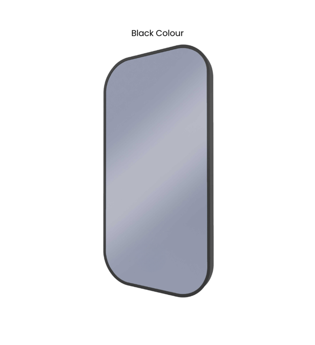 Ace Curved Corners Matt Black Backlit LED Mirror