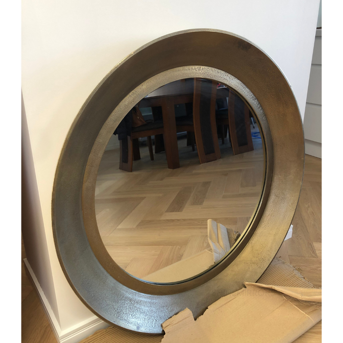 Xandra Round Antique Brass Wall Mirror