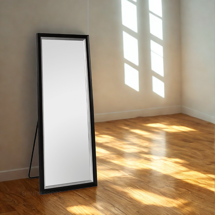 Rochelle Rectangle Black Full Length Mirror With Back Stand — SHINE ...