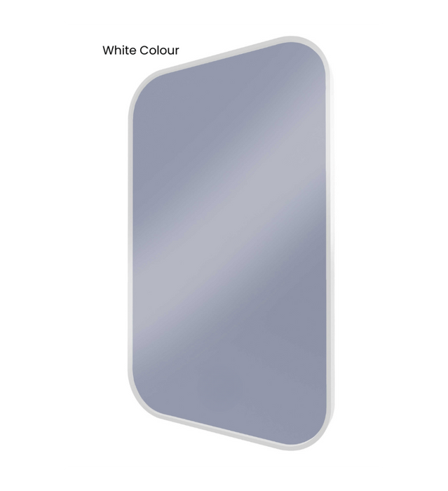 Ace Curved Corners Matt White Backlit LED Mirror