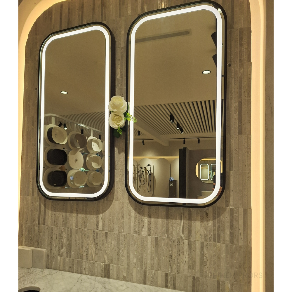 Alessia Matte Black Rectangle LED Frontlit Bathroom Mirror — SHINE ...