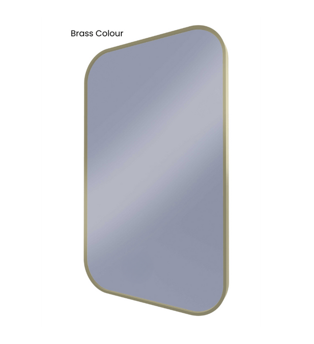 Ace Curved Corners Brushed Brass Backlit LED Bathroom Mirror