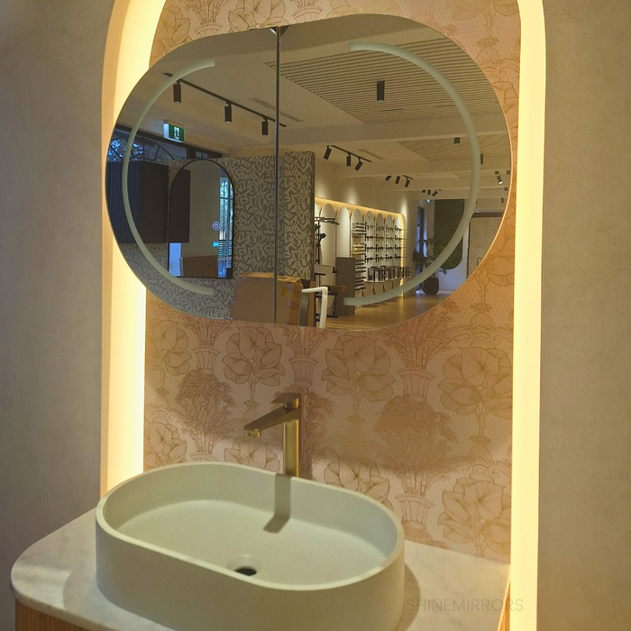 Bryson Woodland Oak LED Frontlit Mirrored Bathroom Shaving Cabinet 2-Door