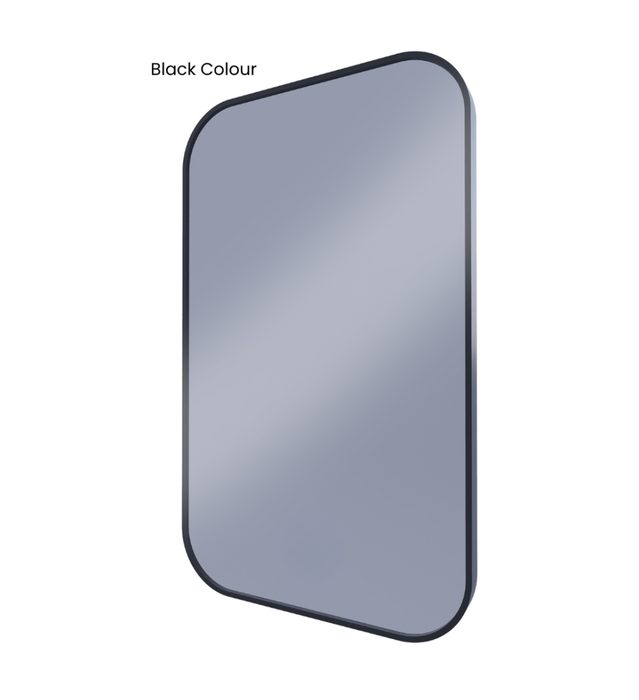 Ace Curved Corners Matt Black Backlit LED Mirror