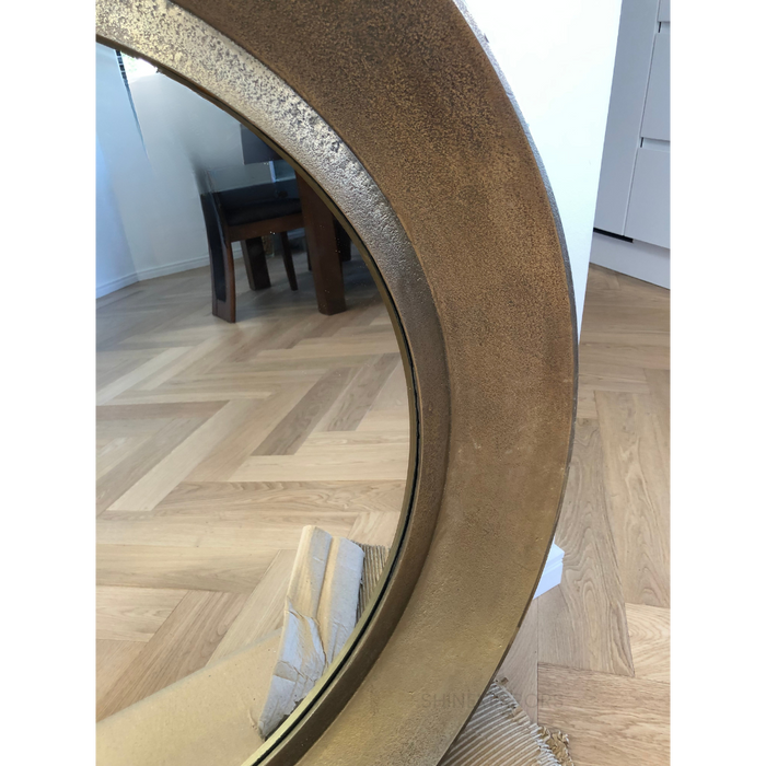 Xandra Round Antique Brass Wall Mirror
