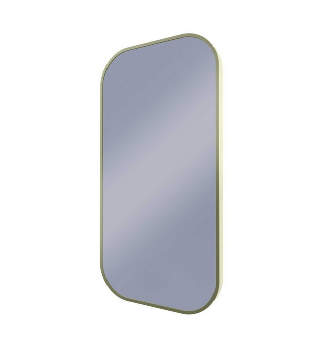 Ace Curved Corners Brushed Brass Backlit LED Bathroom Mirror