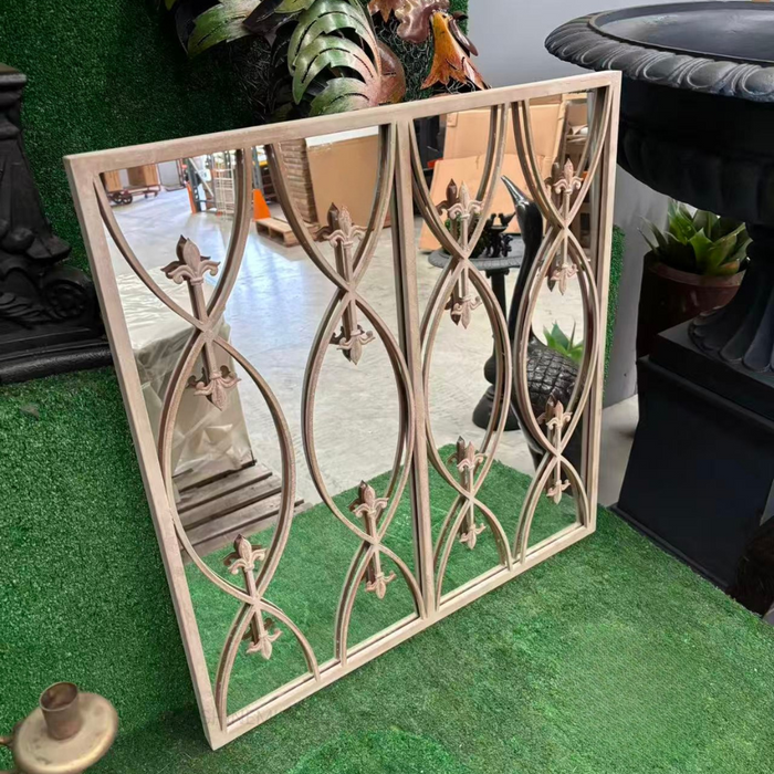 Ehrald Vintage Iron Windowpane Outdoor Wall Mirror