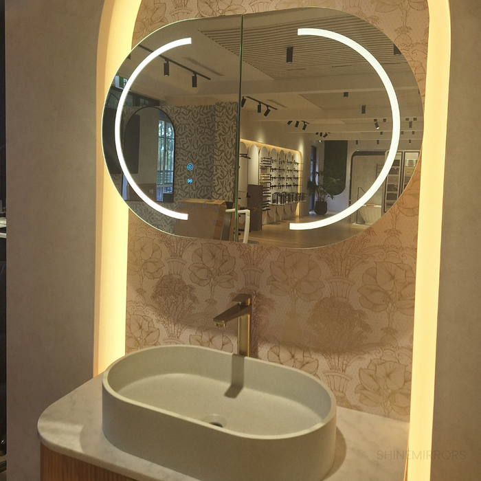 Bryson Woodland Oak LED Frontlit Mirrored Bathroom Shaving Cabinet 2-Door