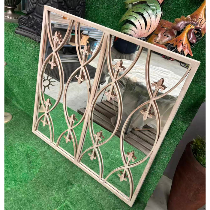 Ehrald Vintage Iron Windowpane Outdoor Wall Mirror