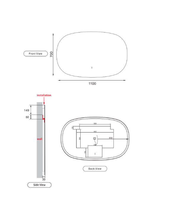 Valerie Horizontal Backlit LED Bathroom Mirror- Frameless