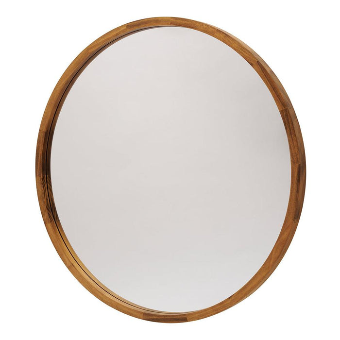 Tisha Dark Wood Round Wall Mirror