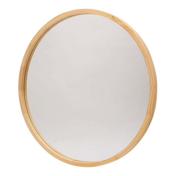 Tisha Light Wood Round Wall Mirror