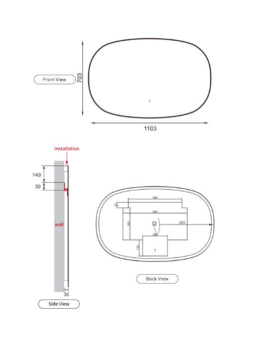 Valerie Horizontal Backlit LED Bathroom Mirror- Framed Options