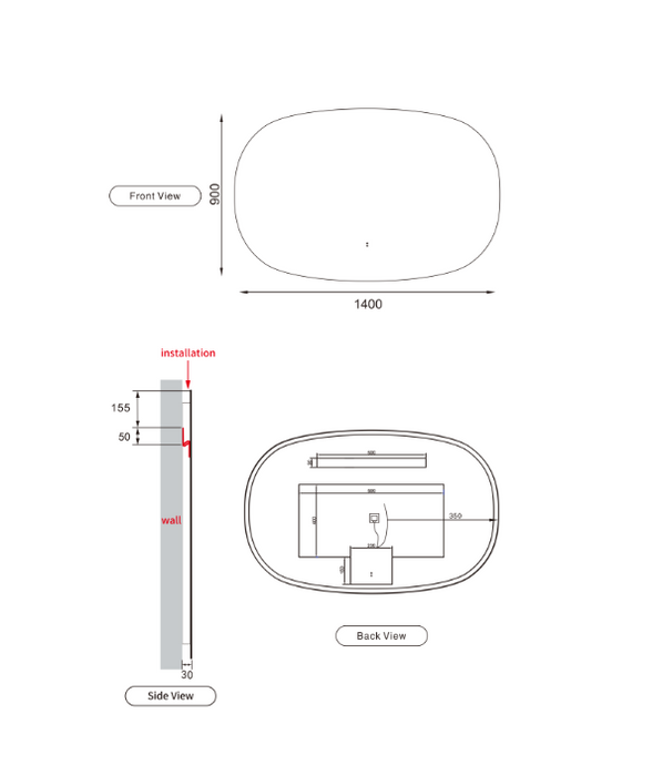 Valerie Horizontal Backlit LED Bathroom Mirror- Frameless