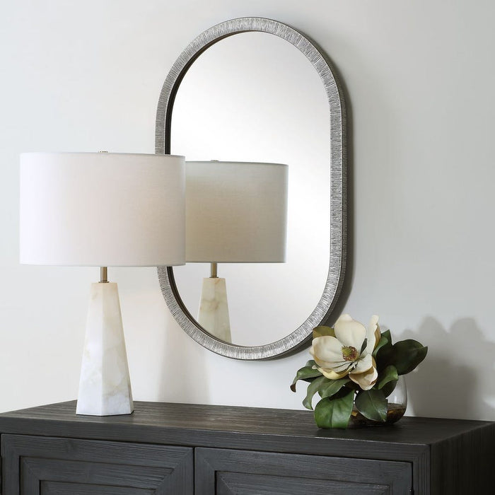 Kerrie Pill-shaped Silver Wall Mirror