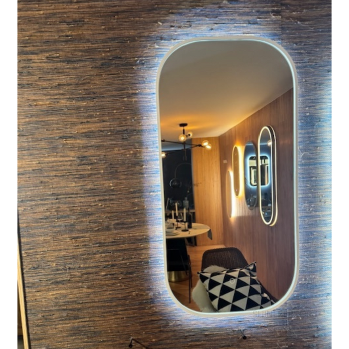 Ace Curved Corners Matt White Backlit LED Mirror