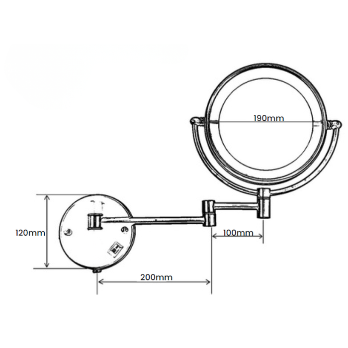Aldren Black LED Double-Sided Wall Mounted 5x Magnifying Mirror
