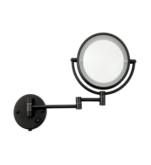 Aldren Black LED Double-Sided Wall Mounted 5x Magnifying Mirror